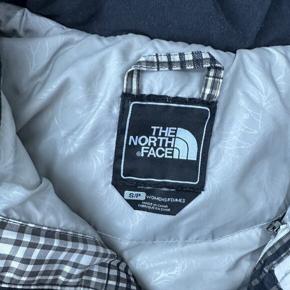 North Face Vest Womens Small P Plaid 600 Down Fill Hooded Faux Fur Puffer Jacket - Picture 12 of 16